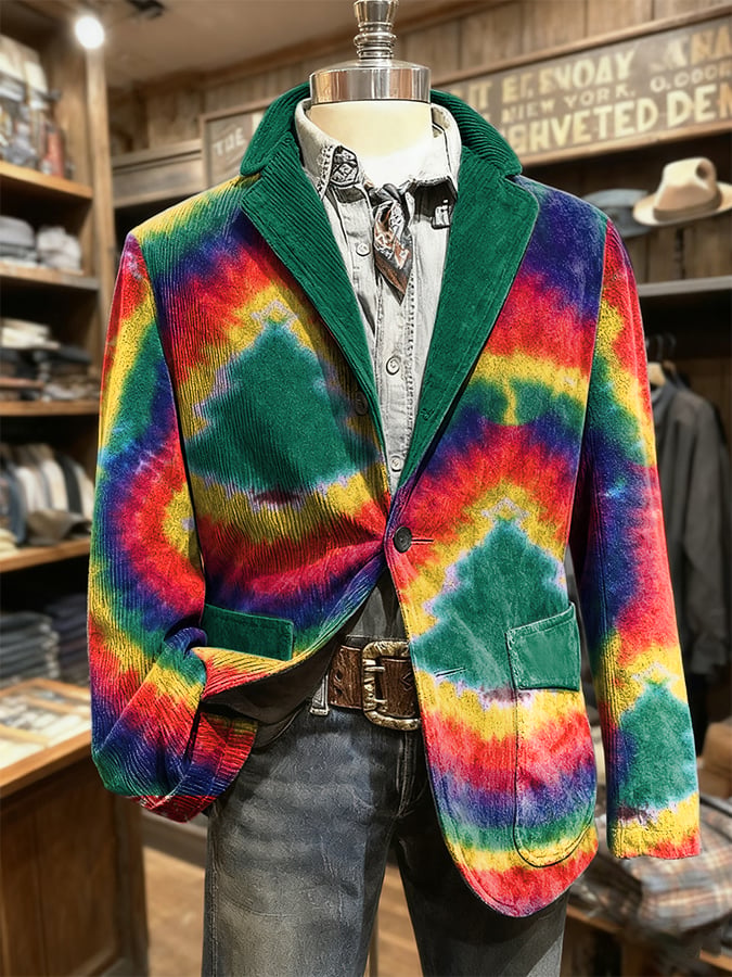 Men's Retro Christmas Art Print Casual Blazer
