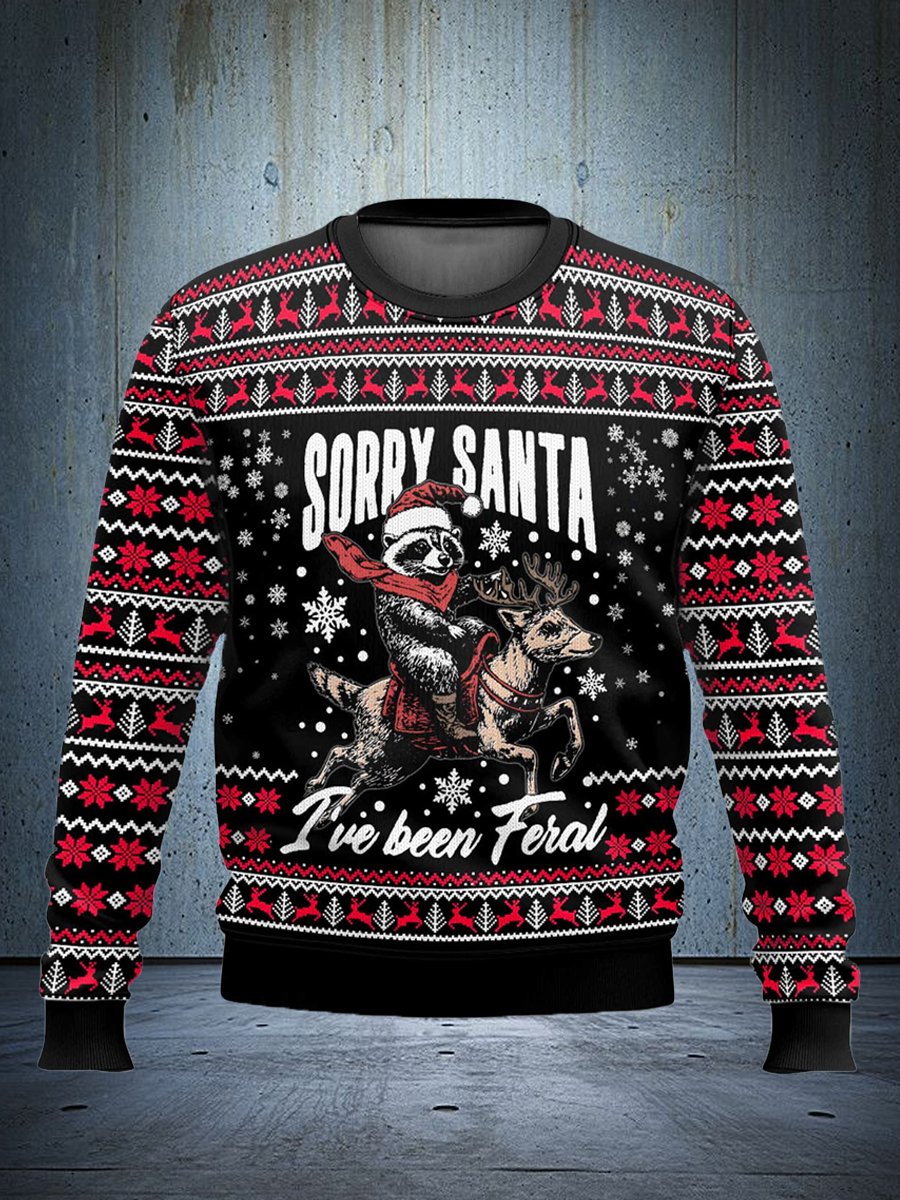 Funny and ugly raccoon Christmas sweatshirt