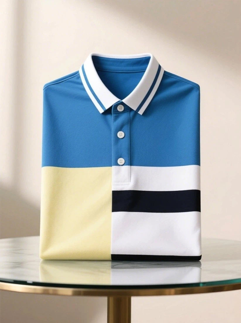 Men's Business Casual Button Short Sleeve Polo Shirt
