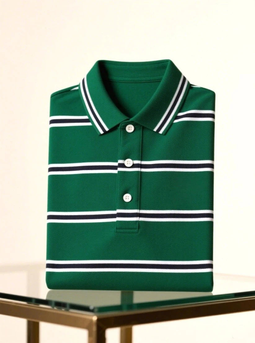 Men's Business Casual Union Jack Button Short Sleeve Polo Shirt