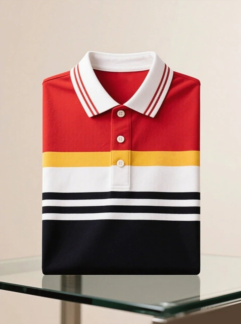 Men's Business Casual Button Short Sleeve Polo Shirt