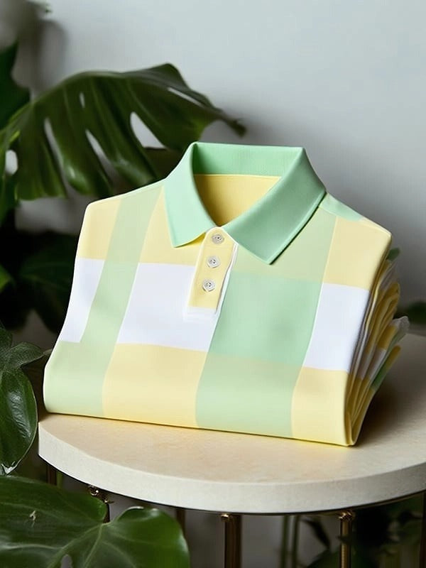 Men's Classic Business Logo Button Short Sleeve Polo Shirt