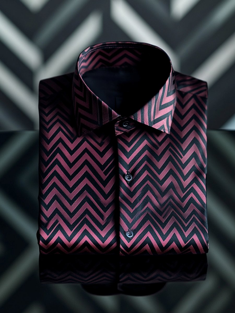 Men's Silk Stripe Luxury Business Long Sleeve Shirt