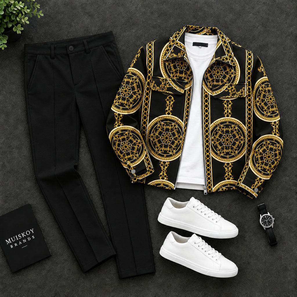 Men's Baroque Lapel Jacket and Pants Two-Piece Set