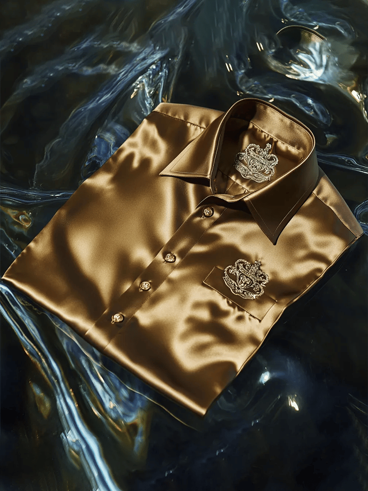 Men's Satin Luxe Long Sleeve Button Down Shirt