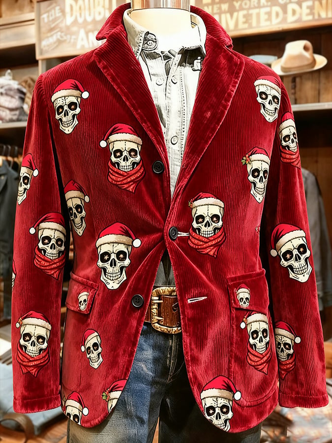 Men's Casual Retro Christmas Skull Suit