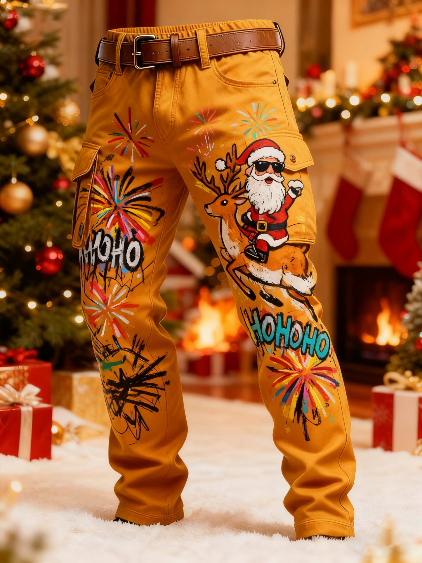 Men's Christmas Printed Cargo Pants