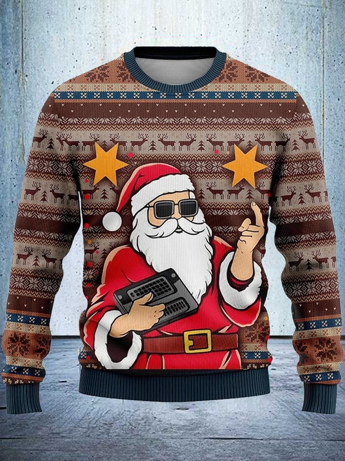 Men's Christmas Print Casual Knit Top