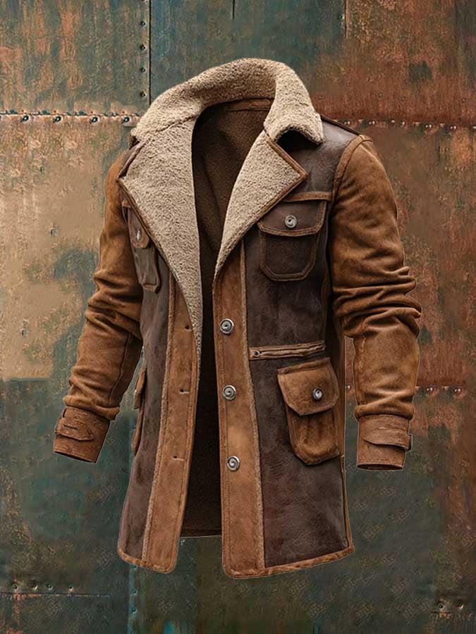 Men's Vintage Brown Shearling Leather Jacket