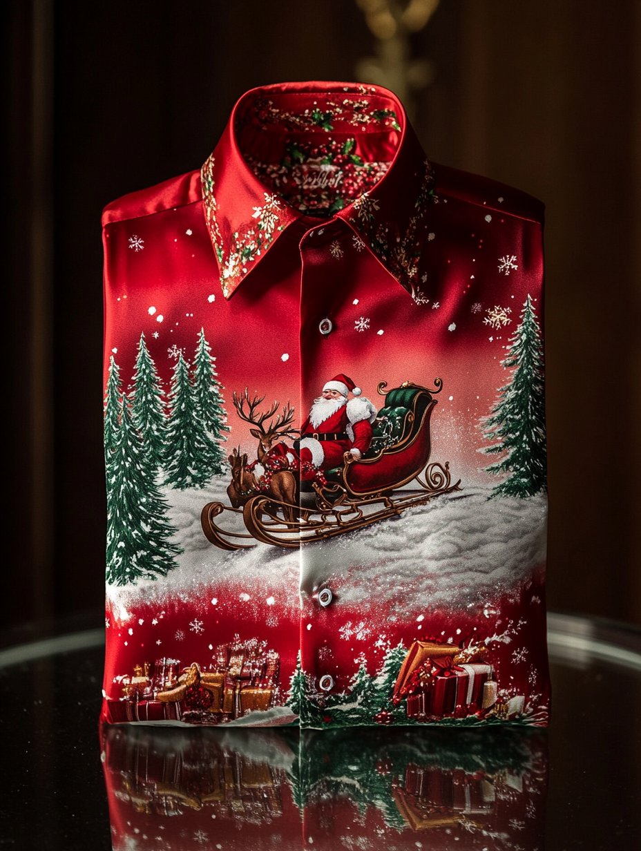 Men's Christmas Print Long Sleeve Shirt