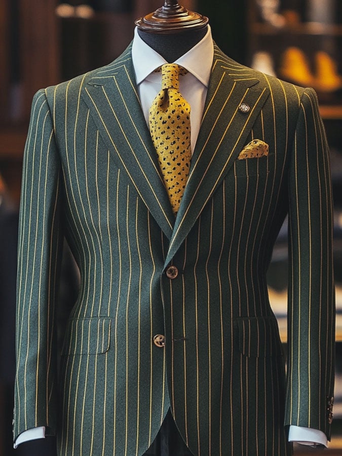 Men'S Casual Classic Business Striped Long-Sleeved Suit