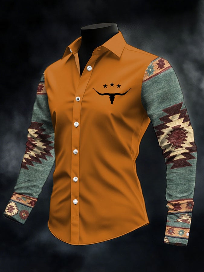 Men's Retro Western Print Casual Shirt