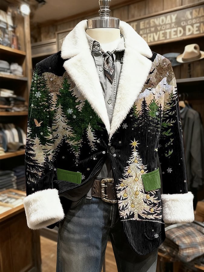 Men's Retro Christmas Lapel Casual Blazer