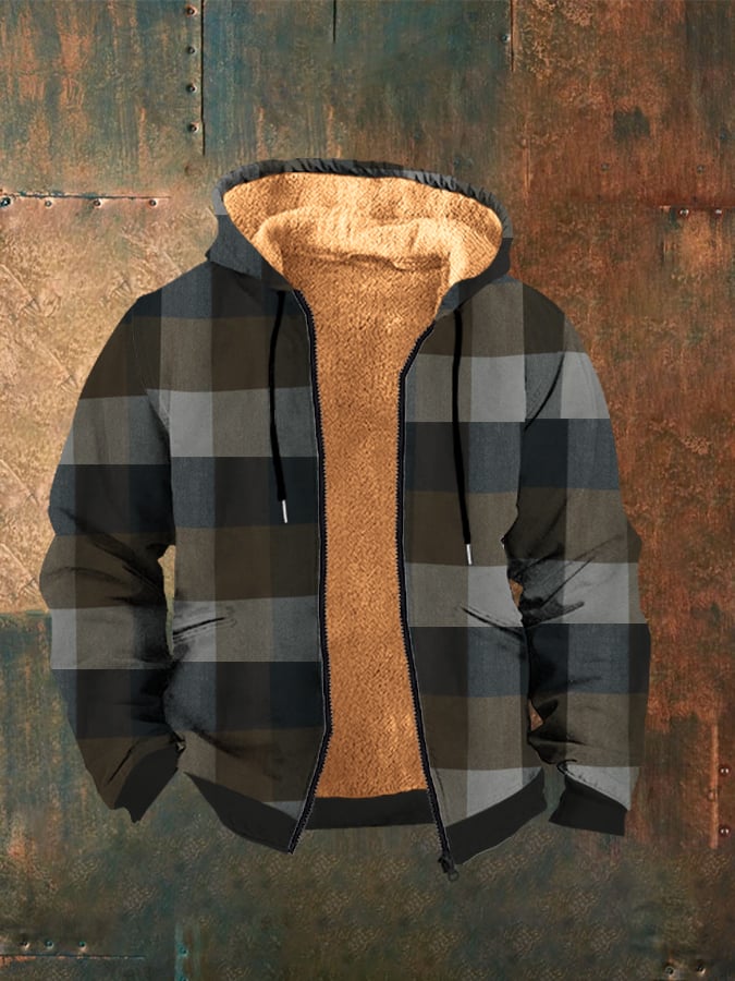 Men's Western Style Printed Casual Zip Hooded Jacket