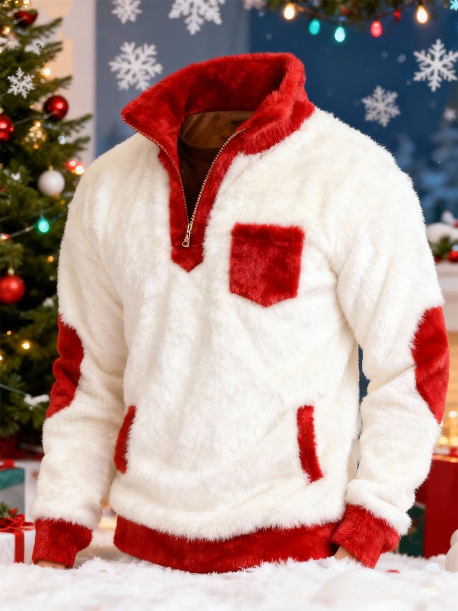 Christmas Zip-Up Plush Sweatshirt