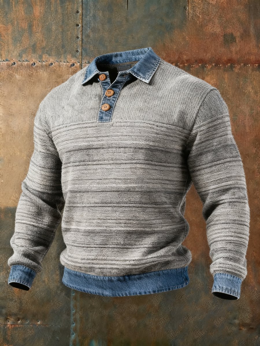Men's textured paneled knit top