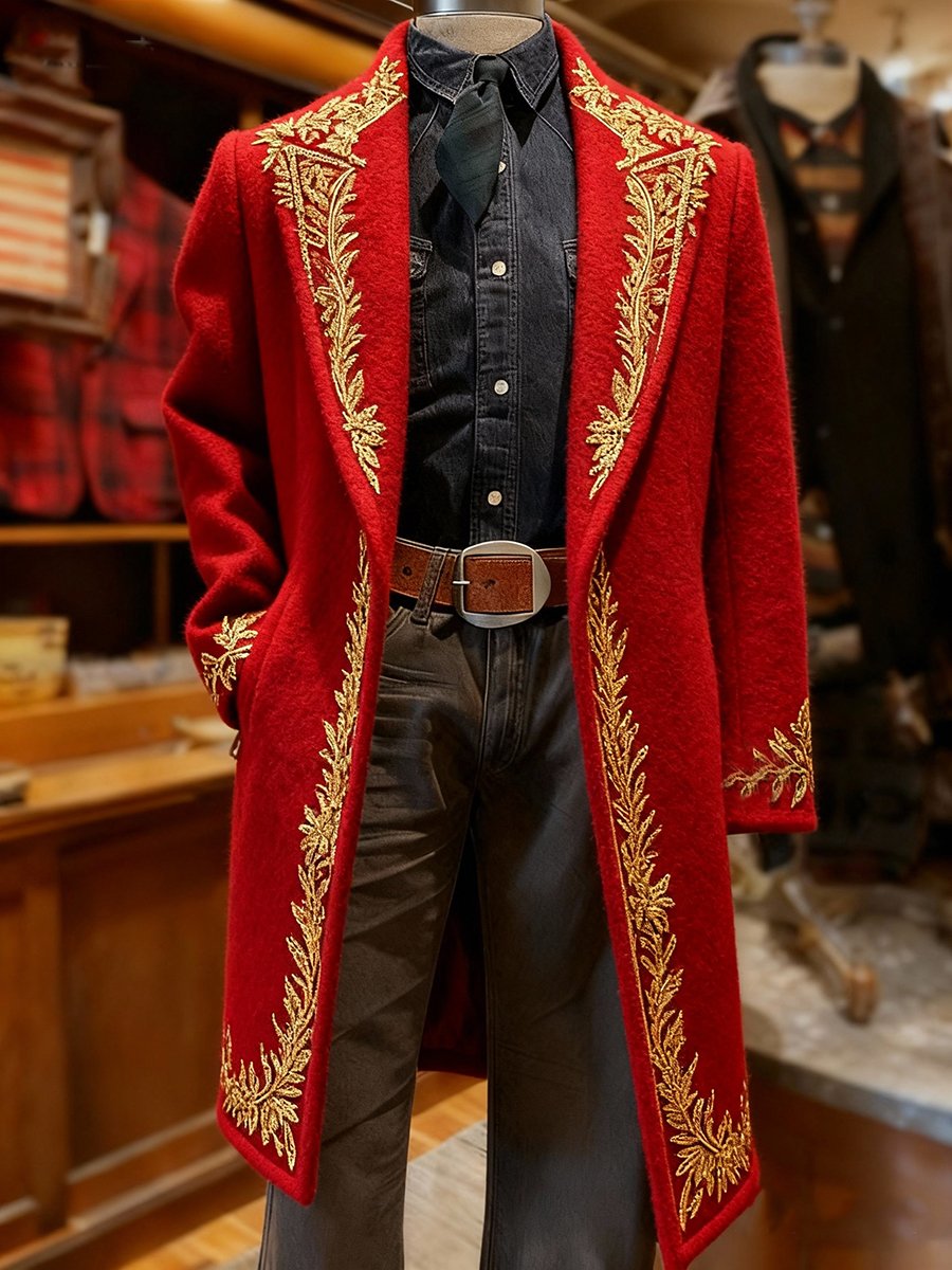Men's Business Christmas Long Wool Coat