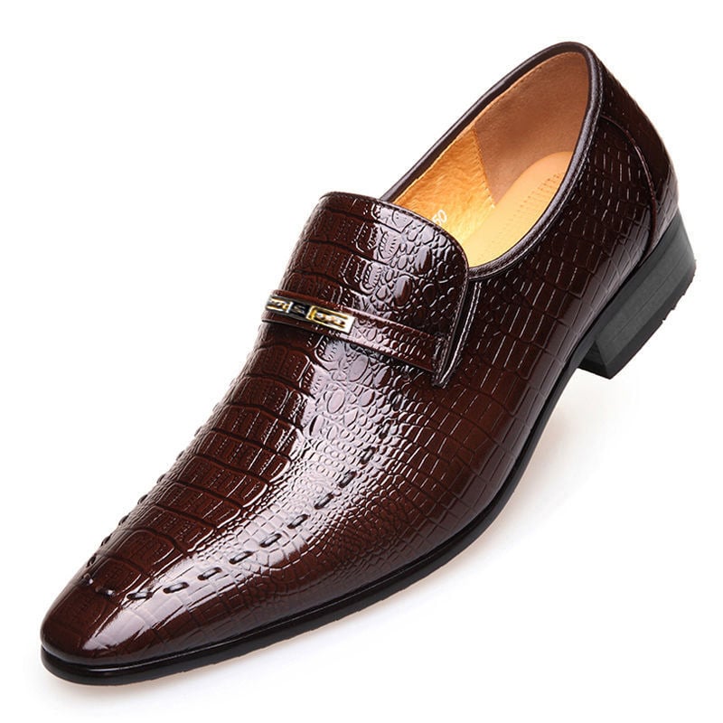 Men's Comfortable British Business Wedding Casual Imitation Embossed Leather Shoes