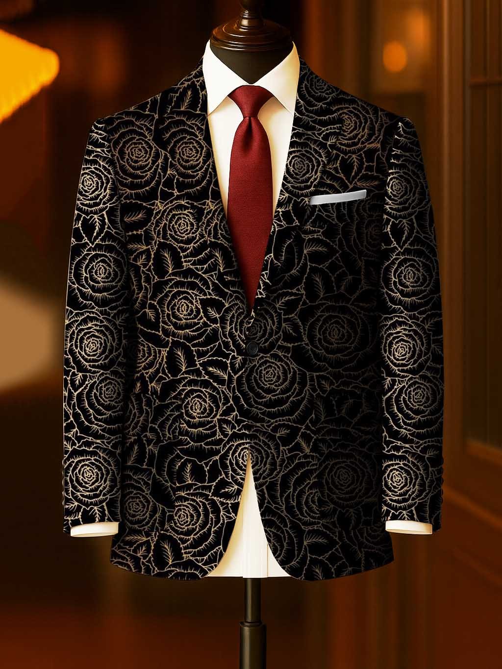 Men's Business Casual Large Pocket Print Blazers