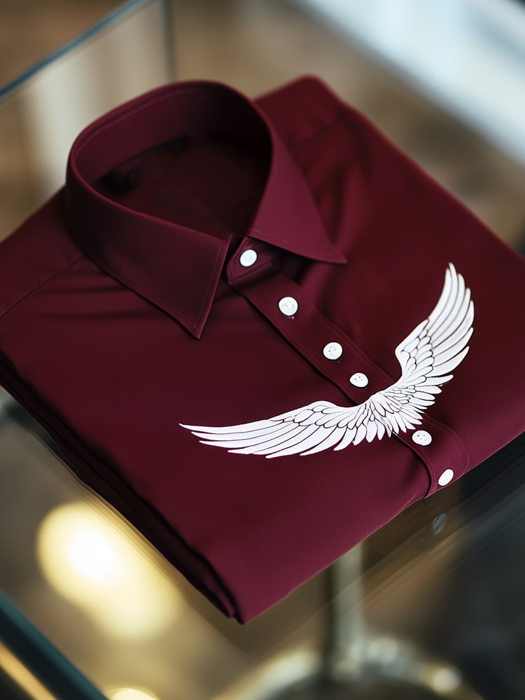 Men's Business Casual Wing Lapel Short Sleeve Shirt