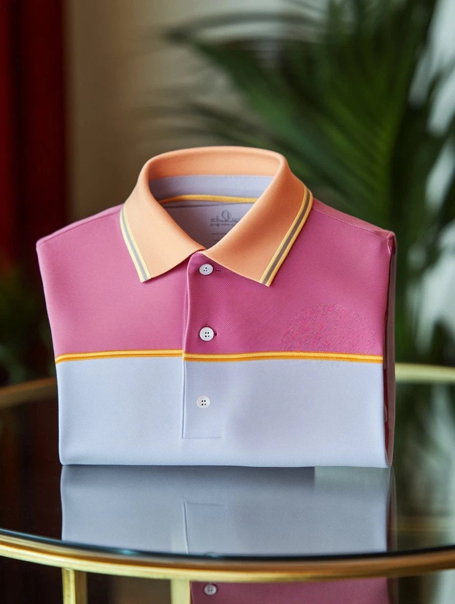 Men's Business Casual Fish Embroidered Button Short Sleeve Polo Shirt