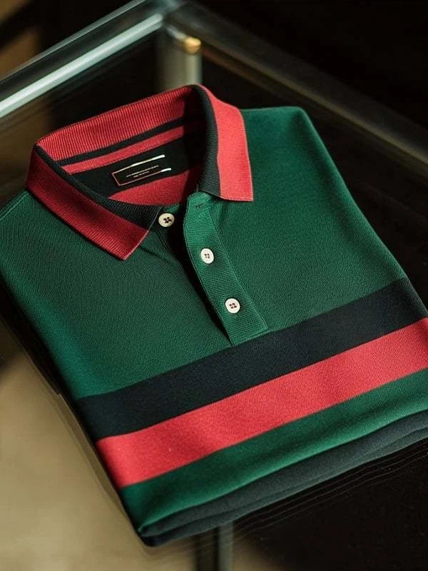Men's Classic Business Logo Button Short Sleeve Polo Shirt