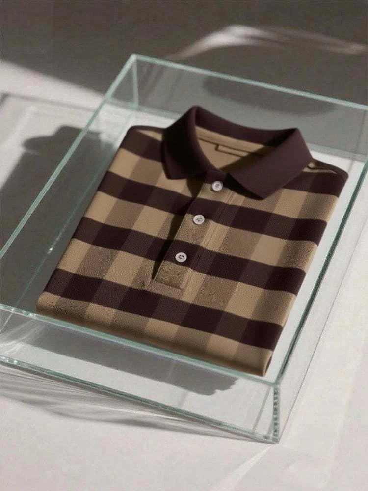 Men's Business Casual Logo Button Short Sleeve Polo Shirt