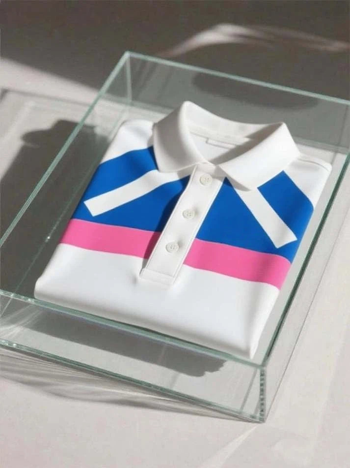 Men's Business Casual Logo Button Short Sleeve Polo Shirt