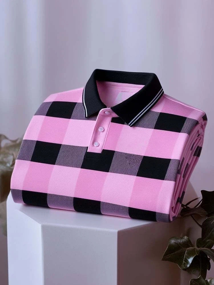 Men's Classic Business Logo Button Short Sleeve Polo Shirt