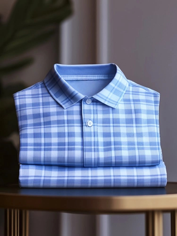 Men's Classic Business Logo Button Short Sleeve Polo Shirt