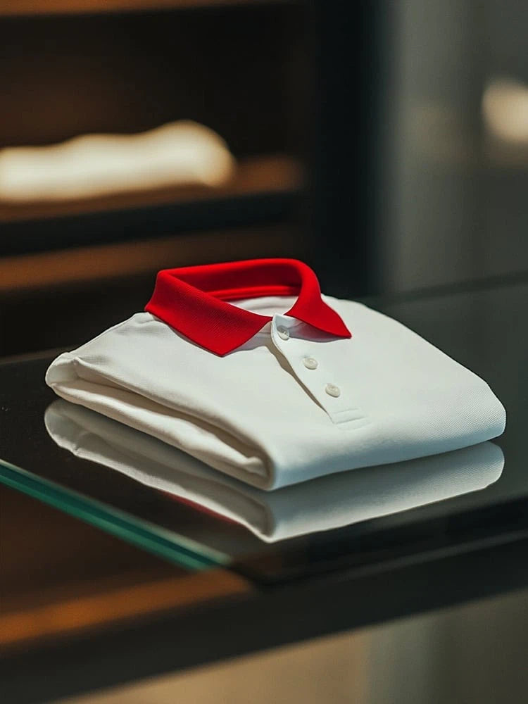 Men's Business Casual Logo Button Short Sleeve Polo Shirt