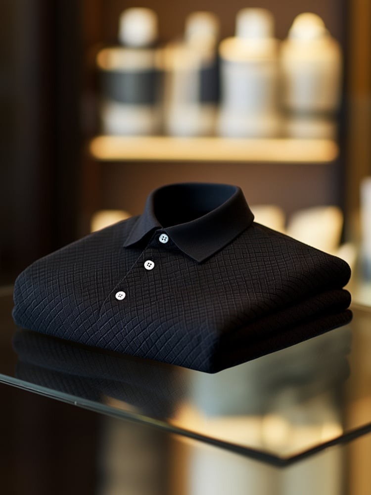 Men's Business Casual Logo Button Short Sleeve Polo Shirt