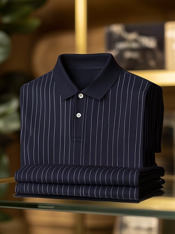 Men's Classic Business Logo Button Short Sleeve Polo Shirt