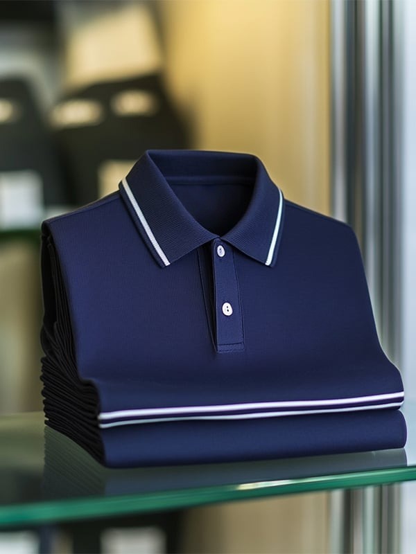 Men's Classic Business Logo Button Short Sleeve Polo Shirt