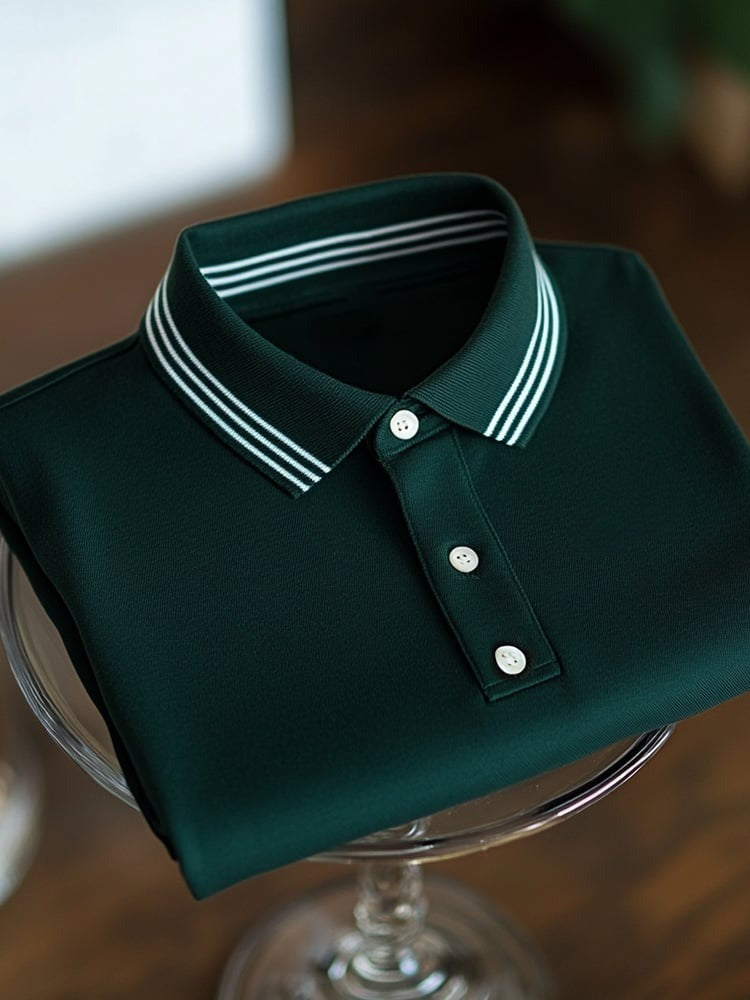 Men's Business Casual Button Short Sleeve Polo Shirt