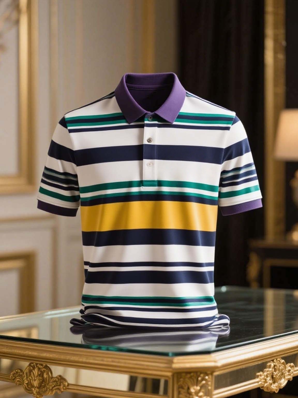 Men's Business Casual Button Short Sleeve Polo Shirt