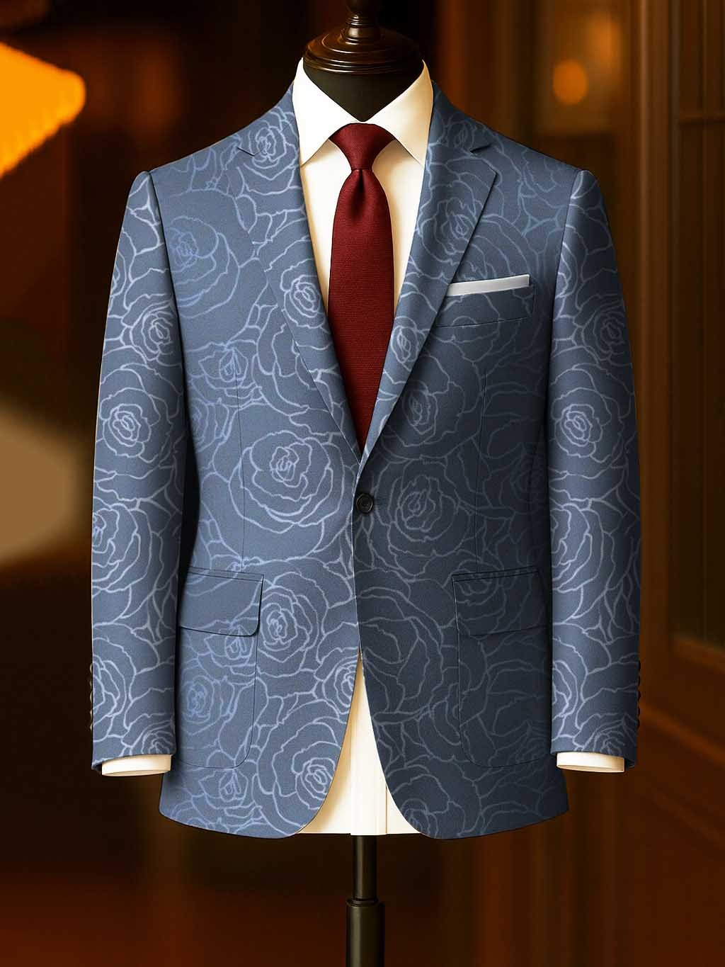 Men's Business Casual Large Pocket Print Blazers