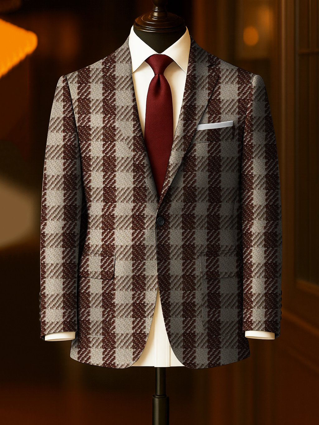 Men's Business Casual Large Pocket Plaid Blazers