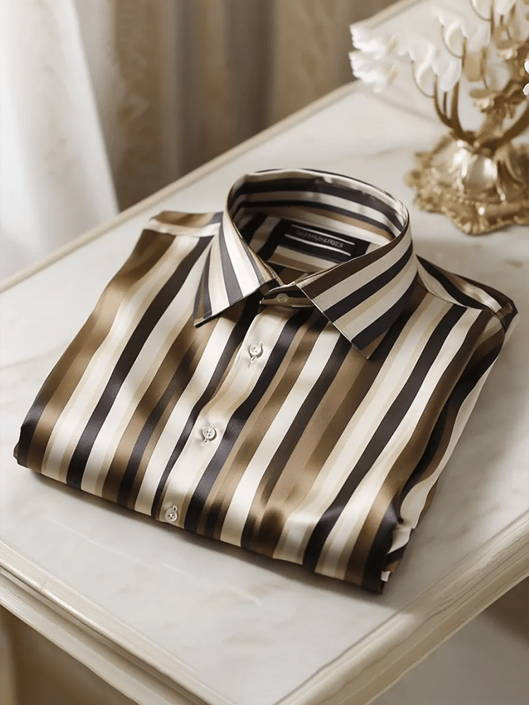 Men's Satin Luxe Long Sleeve Button Down Shirt
