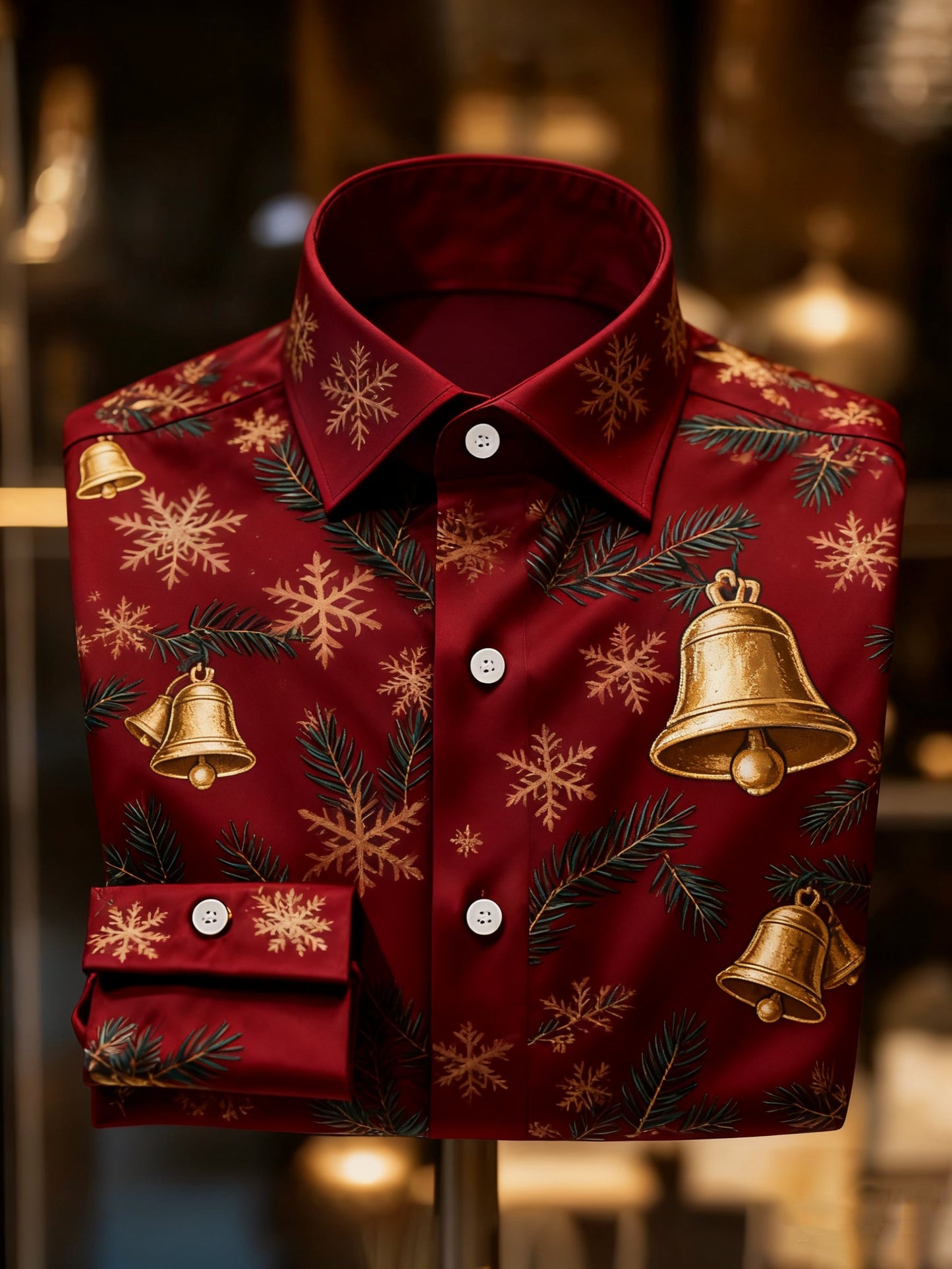 Men's Luxury Christmas Party Long Sleeve Button-Down Shirt