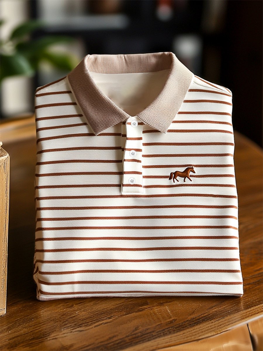 Men's Business Casual Button Short Sleeve Polo Shirt