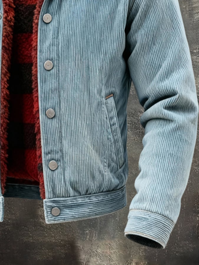 Men's Vintage Warm Lambswool Corduroy Outdoor Jacket