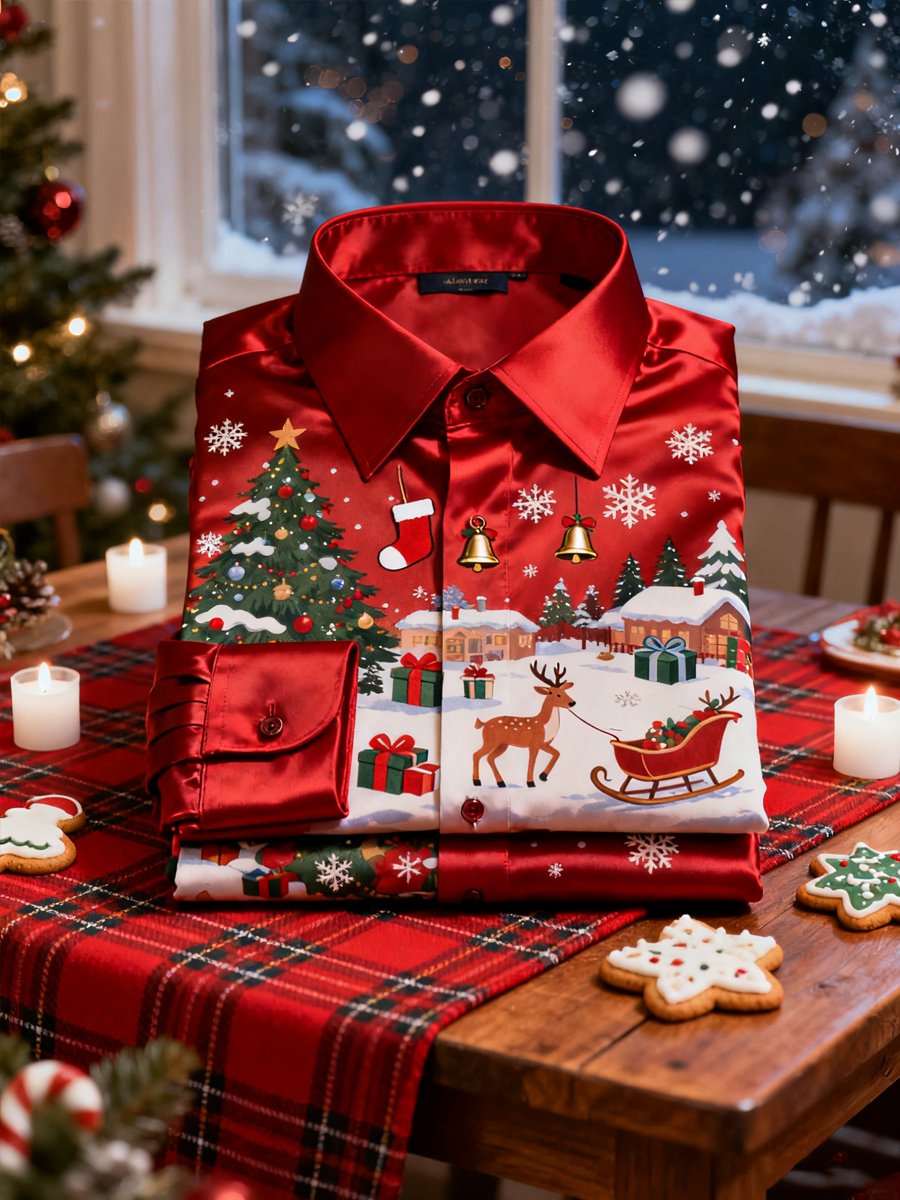 Men's Christmas and New Year Long-Sleeved Shirt