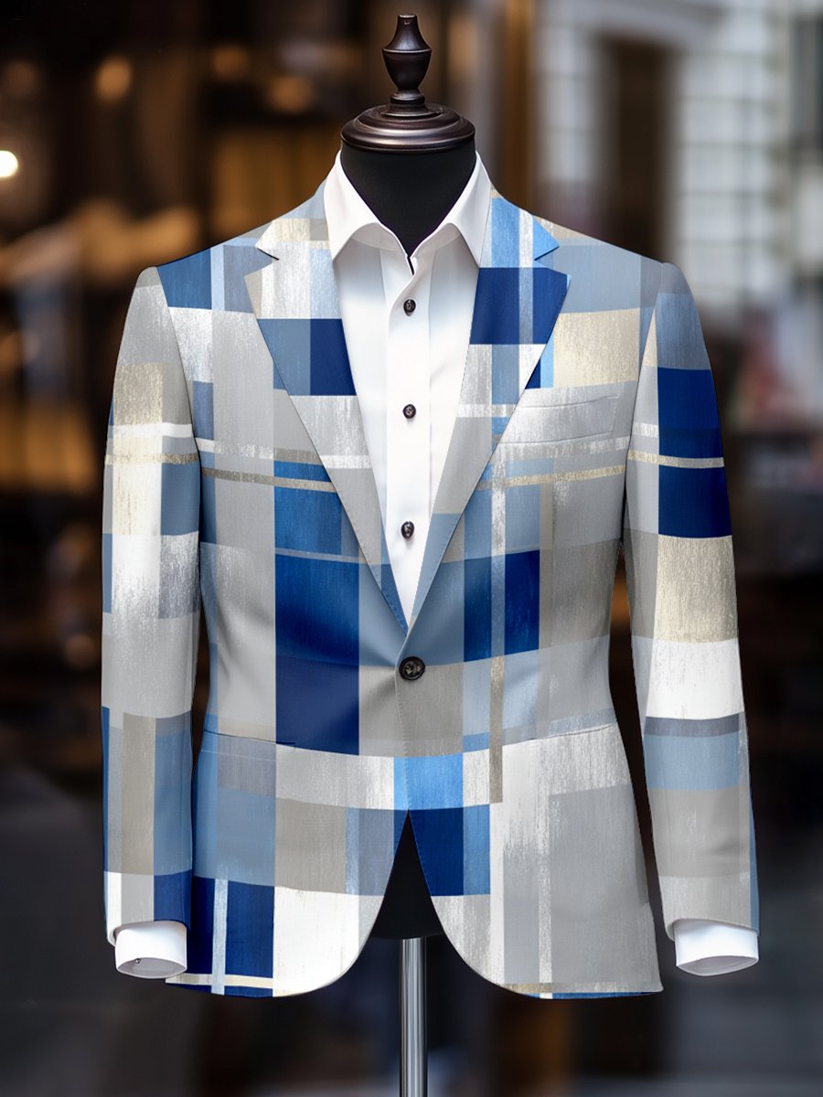 Men's Business Casual Geometric Suit Outerwear