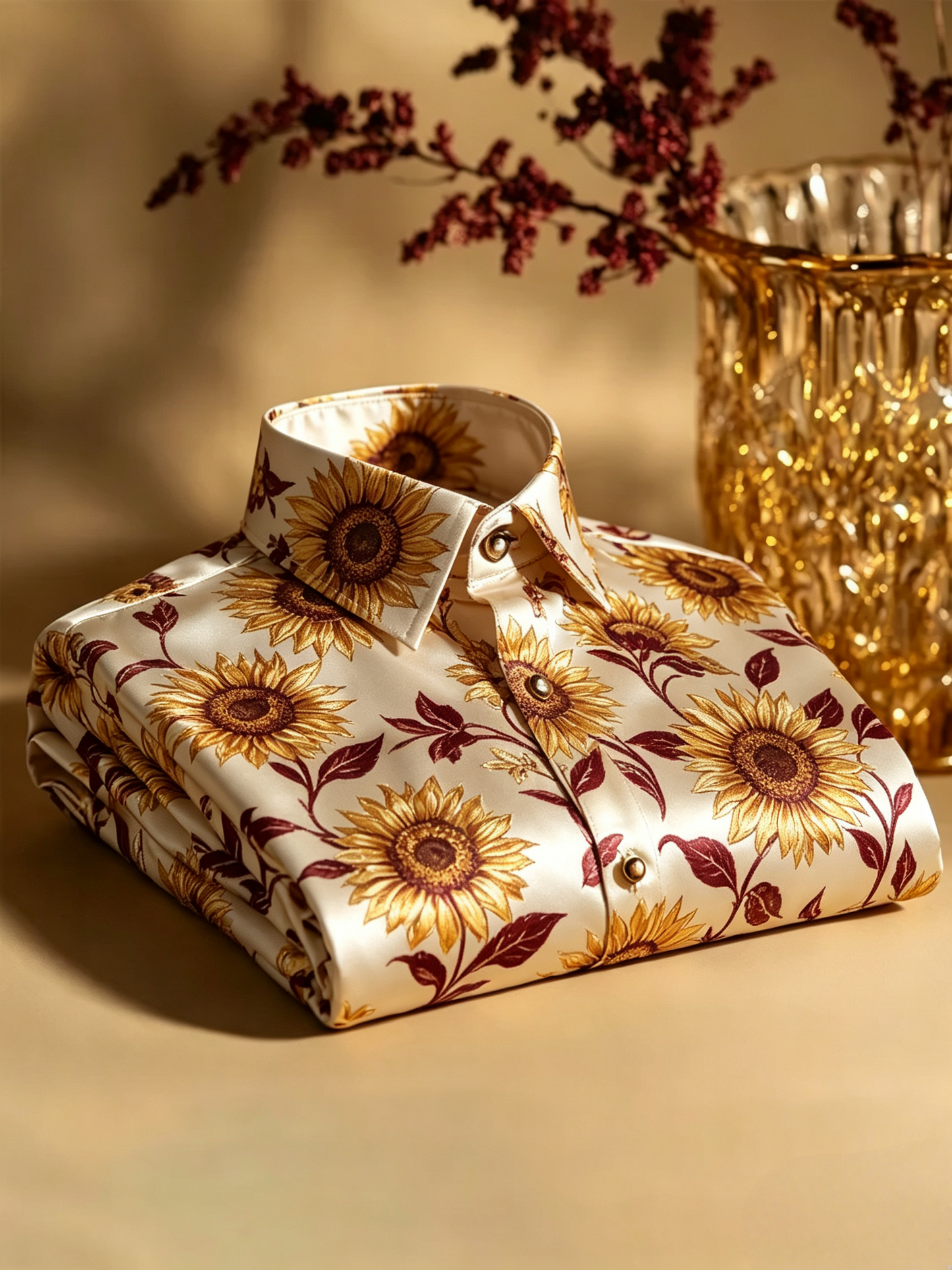 Men's Satin Luxury Vintage Business Long Sleeve Shirt