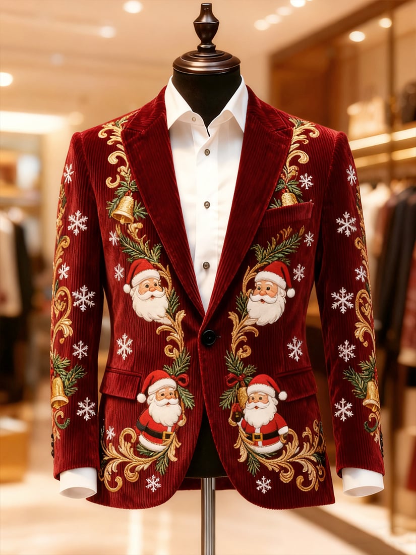 Men's Vintage Casual Christmas Party Corduroy Blazer
