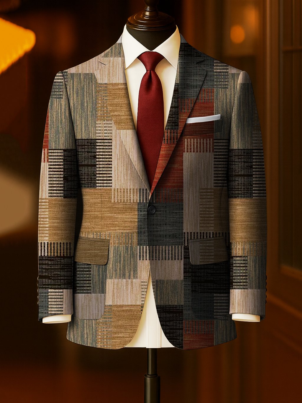Men's Business Casual Large Pocket Print Blazers
