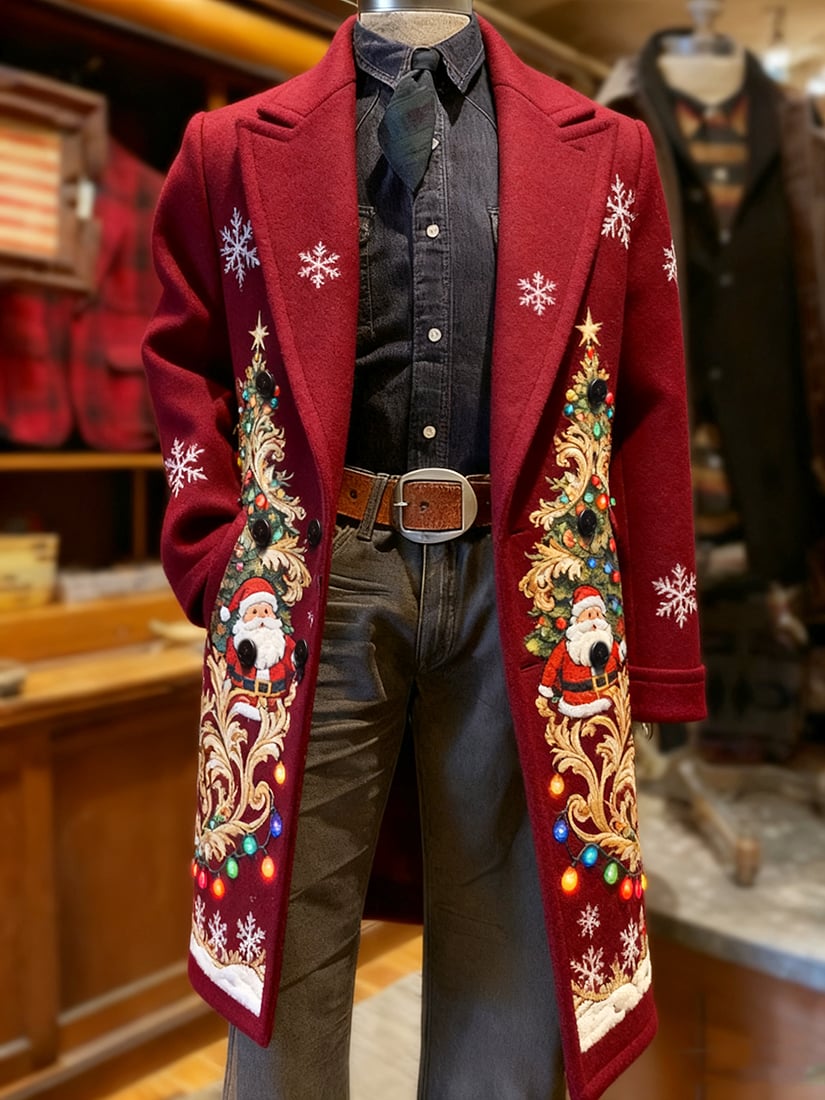 Men's Vintage Christmas Party Tweed Coat