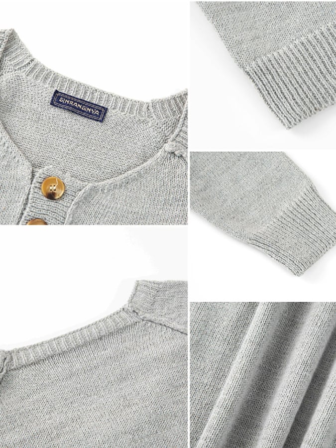 Men's Solid Color Henley Wool Pullover Sweater