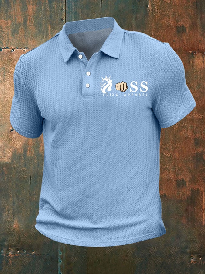 Men's Casual Business Waffle Short-Sleeved Polo